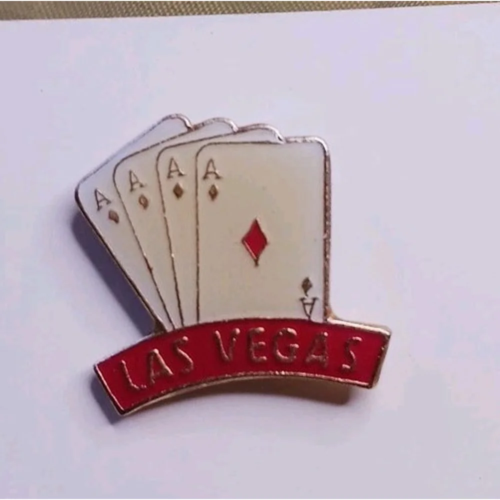 Vintage Las Vegas 4 Aces Playing Cards Enamel Lapel Pin